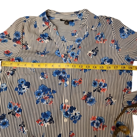 Floral Striped Blouse with Open Bell Sleeves - Picture 8 of 12